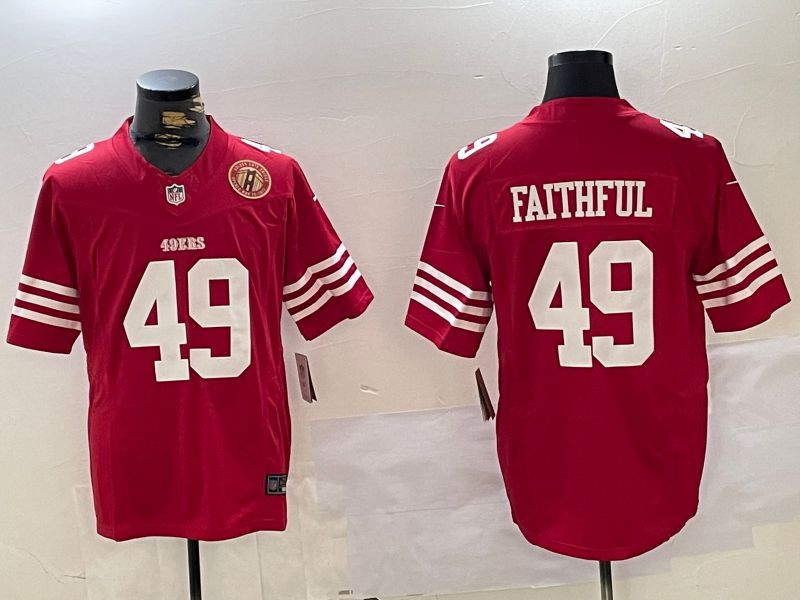 Men San Francisco 49ers #49 Faithful Red Three generations 2024 Nike Vapor Limited NFL Jersey style 7